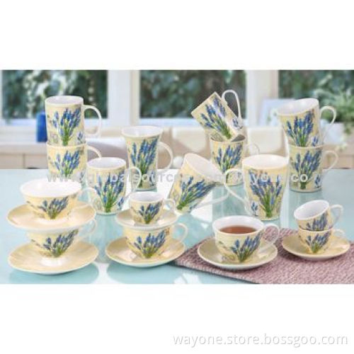 9oz New Bone China Mug, with Lavender Design, Display Box, Ideal for Gifts or Promotion, Food-safe